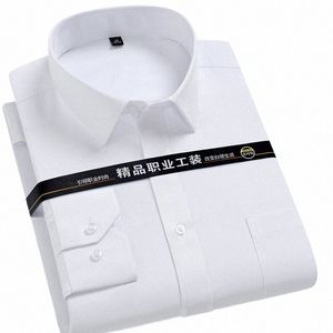 Nieuw in shirt plus size lg-mouwen voor mannen effen slim fit formeel overhemd 40% katoen kantoor tops big size busin kleding g2pd #