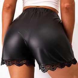 Nouveau en été cordon de cordon de brevet en cuir serré sexy short extérieur plus taille pantalon pantalones cortos femmes vêtements