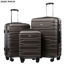 Nouveau '' pouces ensemble de bagages valise de voyage sur roues chariot cabine transporter Hardside sac de mode J220708 J220708