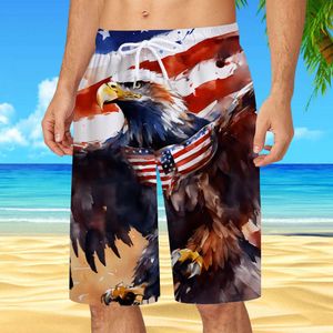 Nuevo día de independencia Beach 3d Jóvenes estampados para hombres heterosexuales para hombres heterosexuales pantalones de natación micro elásticos pantalones cortos 58