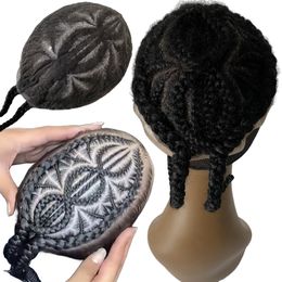 Nouveau Pièces de cheveux humains vierges indiens Double 8 tresses de maïs toupet 8x10 unités de dentelle complète pour hommes noirs