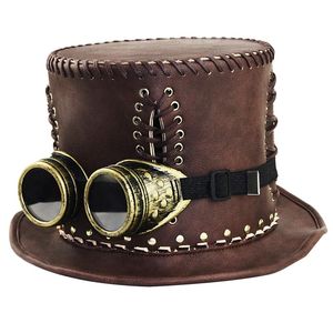 Gentleman nuevo estilo industrial Steampunk sombrero retro del sombrero de Cosplay del partido de Halloween del sombrero del cubo del borde de los accesorios del traje Tacaño Sombreros
