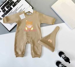 Nieuwe baby jumpsuits jongens meisjes Tweedelige set Pluche kinder bodysuit Maat 59-100 ontwerper pasgeboren baby Kruippak en hoed Jan10