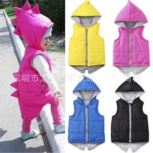 Nouveaux enfants vestes pour bébés pour bébé fille garçon dinosaure gilet vers le bas à capuche à capuche veste de gain de manteau hiver hiver épais secours chaud 0-5t 20220921 e3