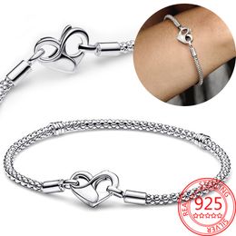 Nouveau fermoir en forme de coeur ouvert détaillé à l'infini marque Moments clouté chaîne Bracelet ajustement Original charme femmes bijoux