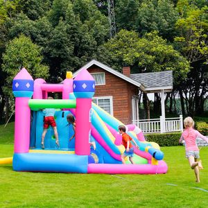 Nieuwe opblaasbare uitsmijter Jumper Water Slide Backyard Splash Pool Fun Kids spelen Bounce House Jumping Castle Park Outdoor Princess Crown Theme Waterslide Toys Gifts