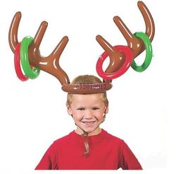 Nieuwe Opblaasbare Kid Kinderen Fun Kerst Speelgoed Toss Game Rendier Gewei Hoed Met Ringen Hoeden Feestartikelen4555990993