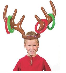 Nieuwe opblaasbaar kind kinderen leuk kerstspeelgoed gooi game rendier gewei hoed met ringen hoeden feestbenodigdheden4554172141