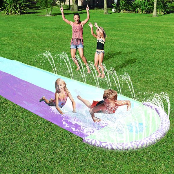 Nouveau toboggan gonflable Double Racer piscine enfants été parc arrière-cour jouer amusant en plein air Splash glisser toboggan vague Rider302b