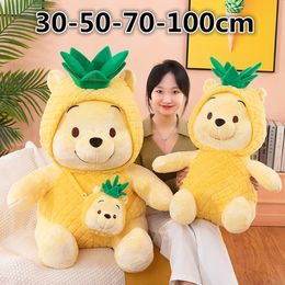 Nieuwe Influencer Pineapple Puff Pooh Knuffel 30 CM Verwijderbare Hoed Teddybeer Poppen Het Beste Cadeau Voor Kinderen