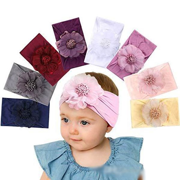 Nuevo Ins diadema para bebé princesa diademas de flores accesorios para el cabello turbante transpirable accesorios para el cabello de nailon venta al por mayor calidad Boutique