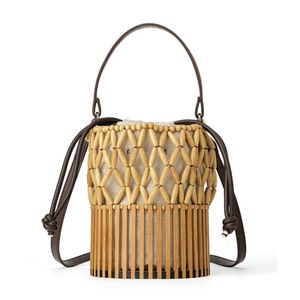 Nieuwe ins diagonale bamboe tas handgeweven tas rotan draagbare tas vakantie strandtas ambachtelijke schoudertas