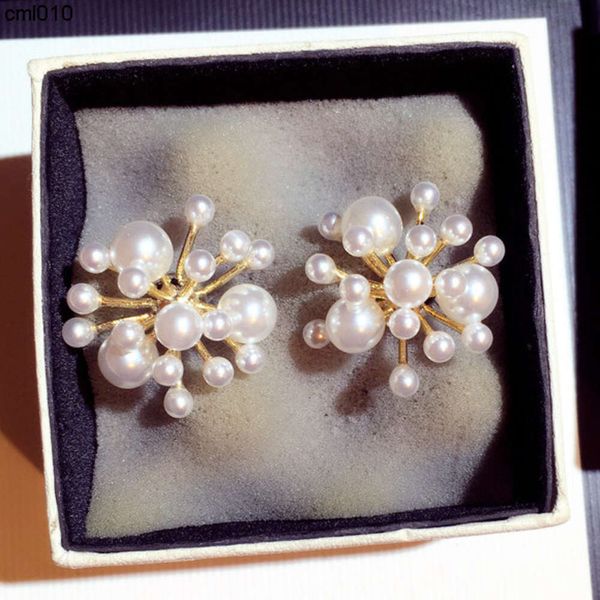 Nouveau Ins Fashion Hot Style Designer Luxury Pearl Flower Stud Oreads For Woman Girls Silver Pin