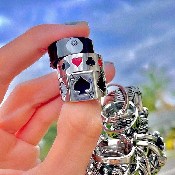 Nuevo Ins Hip Hop Punk acero inoxidable amor sonriente flor chica anillo Vintage gótico corazón para Mujeres Hombres pareja joyería de moda