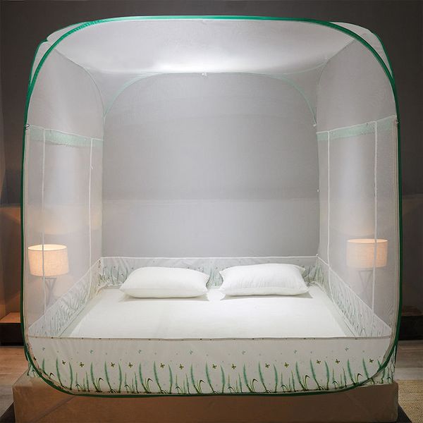 Nuevo yurt sin instalación Mosquito Net Home Square Top Big Big Bed Mosquito Net Summer Mosquito impreso Simple Mosquito Neta