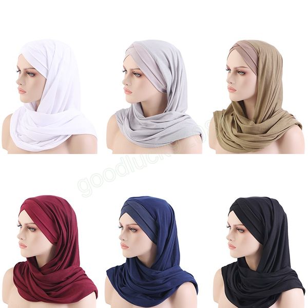 Nouveaux Hijabs instantanés avec casquette Hijabs simples pour femmes voile musulman islamique Hijab casquette Bonnet écharpe sous-écharpe casquettes couverture bandeau