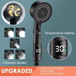 Tête LED intelligente, affichage numérique de la température, haute pression, 5 Modes, turbocompressé, douche de pluie, accessoires de salle de bains, nouveau