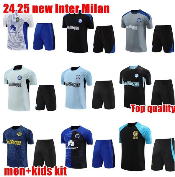 Nuevo Inter MilanS traje DE entrenamiento DE fútbol chaqueta chándales Chandal Futboll 2024 traje DE entrenamiento DE manga corta DE PIE hombres Aad Kit para niños