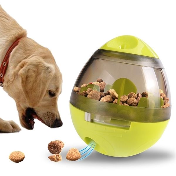 Interactive Dog Treat Ball Bowl Drôle Secouant Fuite Conteneur De Nourriture Chiot Chat Alimentation Lente Pet Tumbler Jouet Y200917