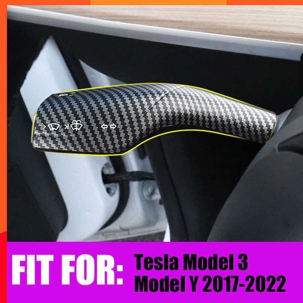 Nouveau Patch de remodelage intérieur voiture noir blanc colonne changement de Protection couverture changement de vitesse couverture pour Tesla modèle 3 modèle Y 2017-2022