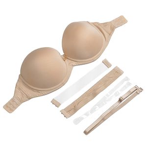 Nieuwe onzichtbare heldere rugstrapless beha's sexy push up 2 borsten borsten multiway bruiloft ondergoed maat 32 34 36 38 40 a b c d lj200821