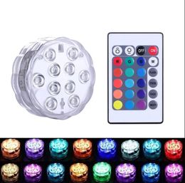 Nieuwe IP68 Waterdichte Dompelpompen LED Verlichting Ingebouwde 10 LED Kralen Met 24 Toetsen Afstandsbediening 16 Kleur Veranderende Onderwater Nacht lamp Theelicht Vaas Feest Bruiloft GG