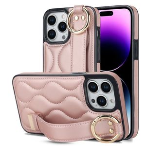 Nouveau étui de téléphone en cuir iPhone 15 avec anneau et porte-bracelet Étui en cuir