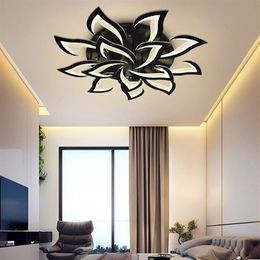 Nouveau fer acrylique LED pétale plafonnier salon étude chambre cuisine ménage plafonniers moderne LED éclairage noir MYY309t
