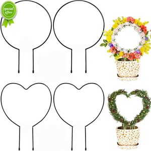 New Iron Art Plant Climbing Frame Round Heart Shaped Garden Plant Support Tomato Chili Eggplant Potted Plant Support Climbing Frame