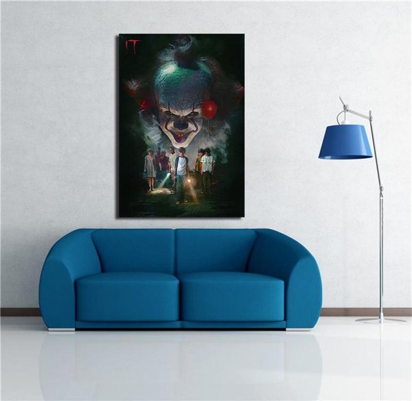 Nueva película de TI Pennywise Stephen King Horror Art Canvas Poster Modern HD Print Pintura al óleo Arte de la pared Pintura Imagen Póster para Roo6480440
