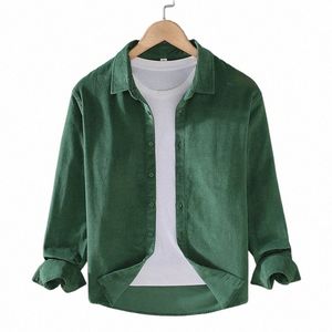 Nieuwe Italië Kwaliteit Corduroy Cott Shirt Mannen Merk Casual Trendy Lg Mouw Top Kleding Plus Size Meerdere Kleuren Chemise Homme q7cS #