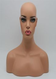 Nuevo artículo, busto de cabeza de maniquí de fibra de vidrio negro realista para mujer, peluca de encaje y exhibición de joyería EMS 261C2011622