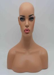 Nuevo artículo, busto de cabeza de maniquí de fibra de vidrio negro realista para mujer, para peluca de encaje y exhibición de joyería, envío EMS 3884659