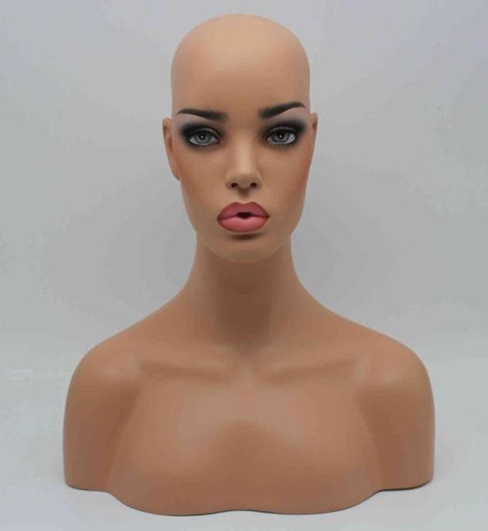 Nuevo artículo Busto de cabeza de maniquí de fibra de vidrio negro realista para peluca de encaje y exhibición de joyas EMS 3607630