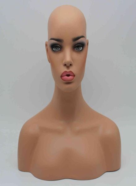 Nuevo artículo, busto de cabeza de maniquí de fibra de vidrio negro realista para mujer, para peluca de encaje y exhibición de joyería, envío EMS 3884659