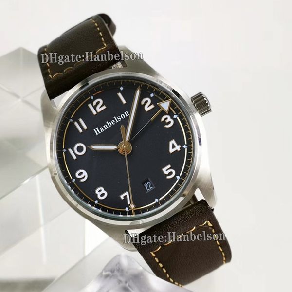Montres hommes 2813 montre automatique bracelet en cuir marron cadran bleu mouvement mécanique relojes de lujo para hombre