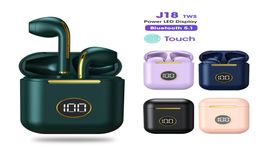 Nieuwe J18 TWS Draadloze Bluetooth-hoofdtelefoon Gaming-headset Sport-oordopjes voor Android iOS-smartphones Touch Control-oortelefoon6852223