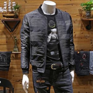 Nouvelle veste hommes col montant manteaux automne hiver mince haut court noir affaires casual simple mâle vêtements bel homme vêtements d'extérieur M-4XL