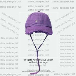 New Jacquemes Hyunya Same Style Rubbed Baseball Hat Women's Tassel Sunscreen Duck Tongue Hat With Wind Rope 0ced