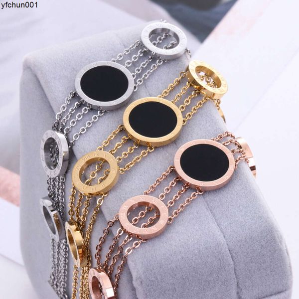 Bracelet romain en titane et acier pour femmes, bijoux en or Rose, chaîne à quatre couches, meilleure vente, nouvelle mode japonaise et coréenne