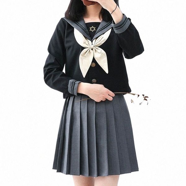 Nouveau japonais coréen Versi Jk costume femme école uniforme lycée marin marine cosplay costumes étudiant filles jupe plissée5XL k2J4 #
