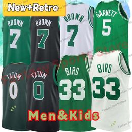 NIEUW JAYSON TATUM JAYLEN BROWN Basketbalvogel Marcus Smart Kevin Garnett Paul Pierce Ray Allen Retro 2022 2023 City Shirt Green Men Kids Jerseys