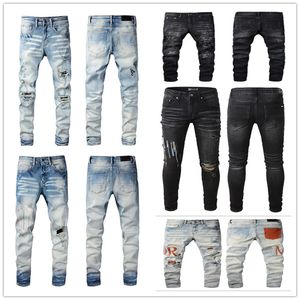 Nieuwe jeans gearriveerd voor luxe herenontwerpers, denimjeans, lange broeken, geperforeerde lange broeken, herenkleding, hot selling in 2024 Amirs
