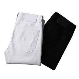 Nuevos JEANS, pantalones chinos, pantalones finos para hombre, pantalones vaqueros ajustados de primavera y verano, pantalones de algodón lavados, rectos, informales, de negocios, DW748