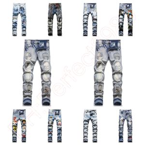 Nieuwe JEANS chino broek herenbroek Stretch nauwsluitende broek gewassen recht Skinny Borduursel Patchwork Gescheurd heren Trend Merk Motor JEANS-A11