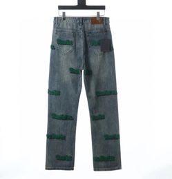 Nieuwe jeans jeans, dames designer jeans blauwe broek high-end kwaliteit lineair DesignRetro Street Sports Casual Sports Pants Designer Jogging PantsGreen Toothreen Borstel