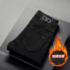 Nieuw JEANS Broek Broek Herenbroek Stretch FLEECE verdikking winter DDicon Geborduurde nauwsluitende jeans Katoenen broek gewassen recht business casual HX3231-1-0