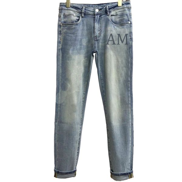 Jean gris fumé de marque américaine, pantalon slim de haute qualité, décontracté, léger et de luxe, nouvelle collection printemps et été