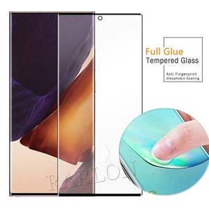 Jelly Lijm Volledige zelfklevende Glas voor Samsung Galaxy S21 Plus Note 20 S20 Ultra S10 10 S9 S8 Ontgrendel vingerafdruk met gat-schermbeschermer