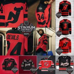 Nueva Jersey Jack Hughes Devil 2024 Stadium Series Hockey''nhl''Jersey Nico Hischier Dougie Hamilton Luke Dawson Mercer Ondrej Palat Jesper Bratt Toffoli